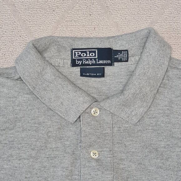 Polo Ralph Lauren Polo Shirt Mens LARGE Custom Fit Vented Gray Casual Preppy - Picture 2 of 6